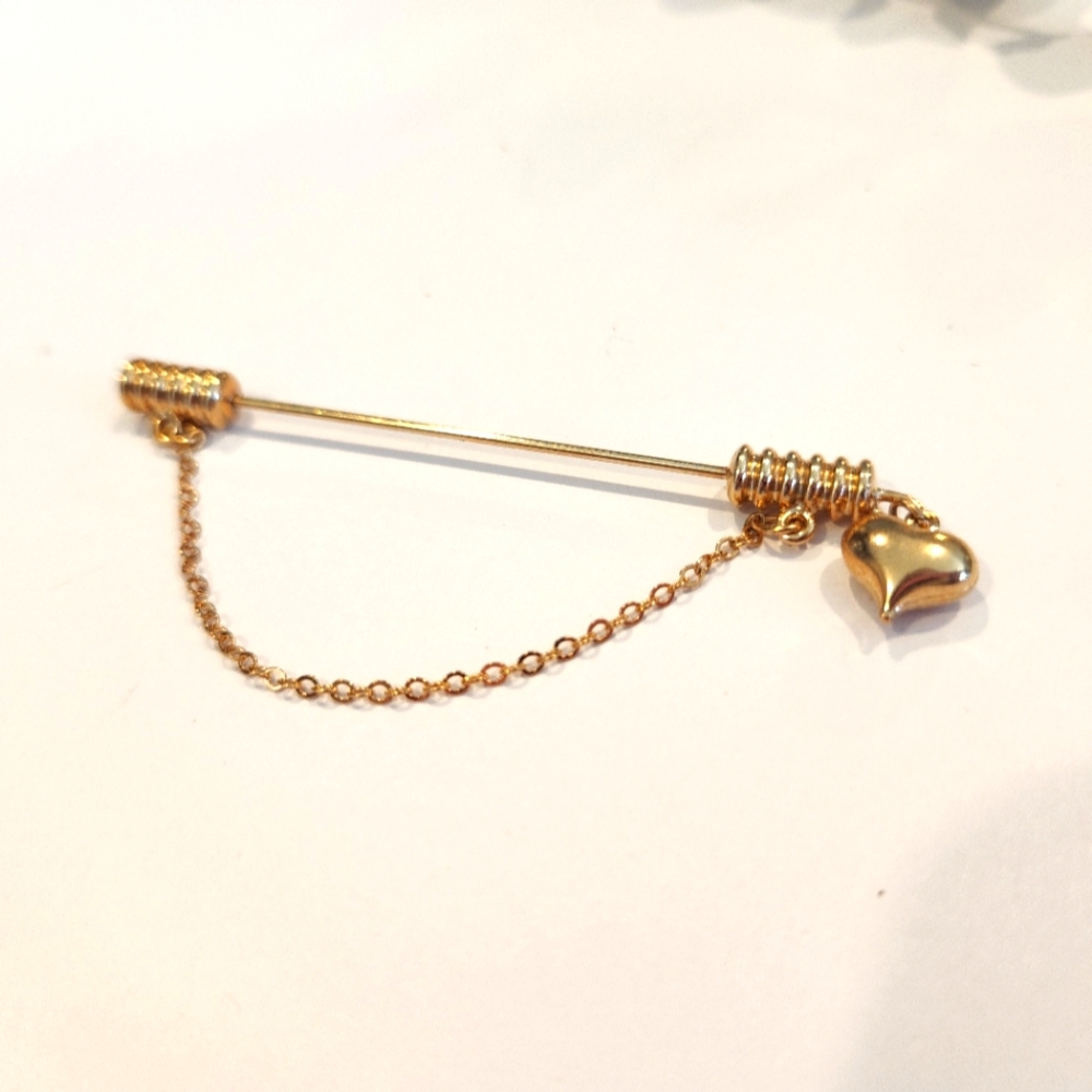 Vintage 70s Heart and Chain Pin/Brooch